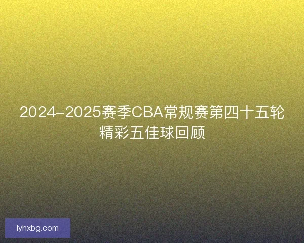 2024-2025赛季CBA常规赛第四十五轮精彩五佳球回顾